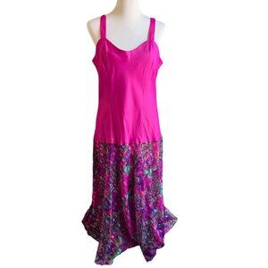 Ann Hobbs for Cattiva Vintage Pink Drop Waist Magenta Dress Size 14